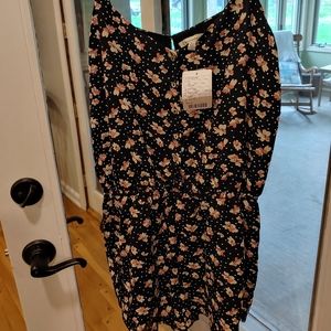 Juniors large black floral romper